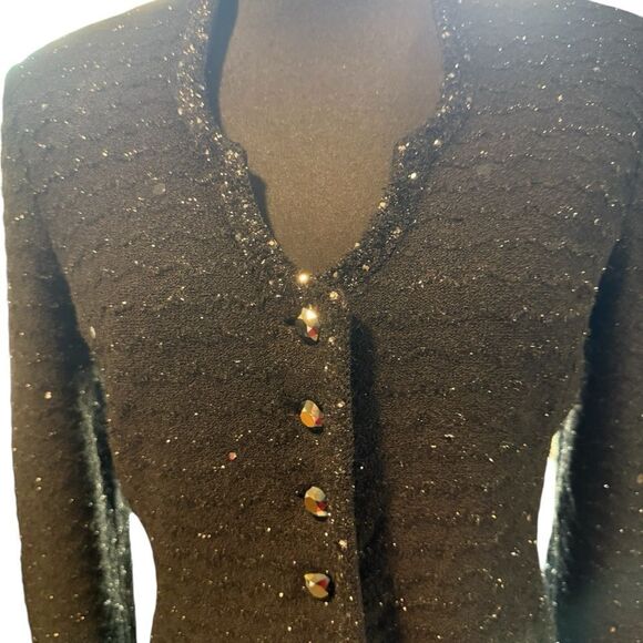 St. John Evening Black Knit Jacket stunning .Knit Jacket w/Luxe Crystal … - Picture 7 of 8